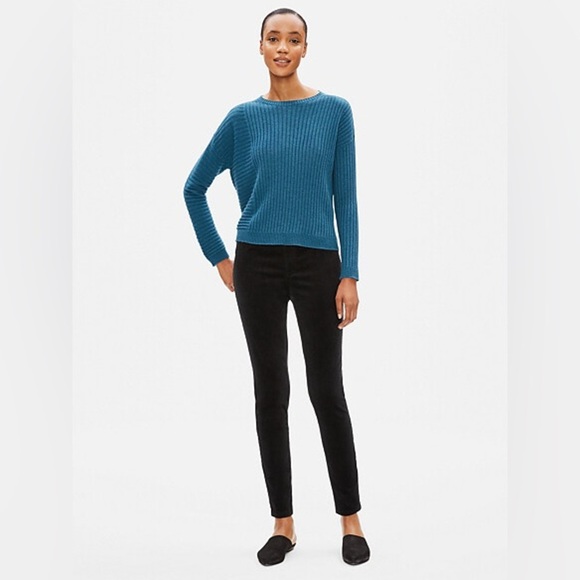 Eileen Fisher Petite Organic Cotton Stetch Corduroy‎ Jegging in Black Sz: SP - Picture 1 of 8